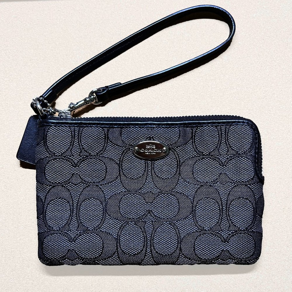 Coach Signature Monogram Black Wristlet